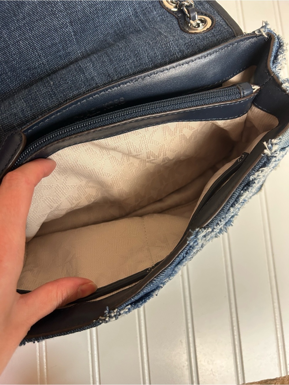 Michael Kors Small Denim Chevron Bag - Picture 7 of 11